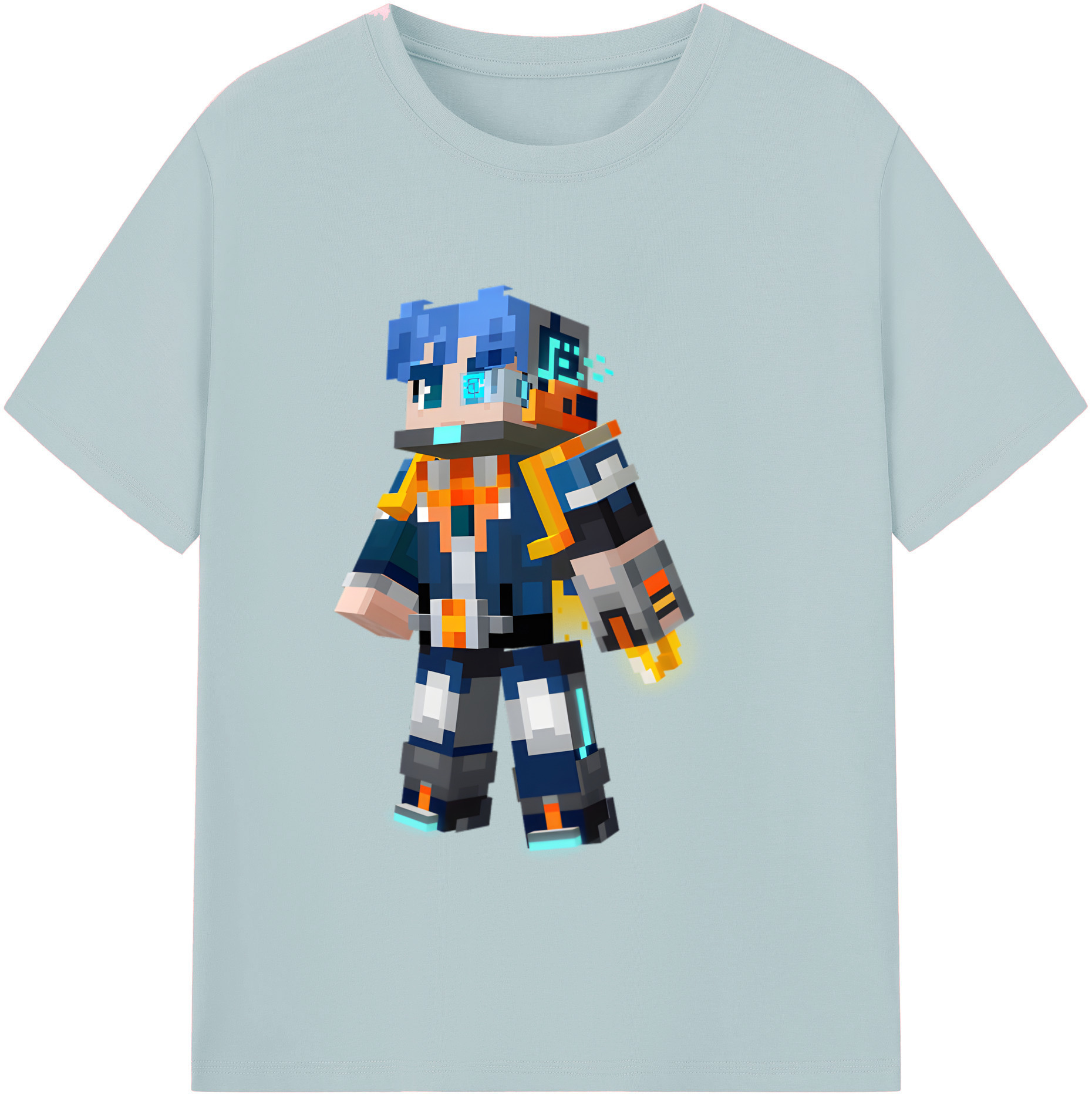 （画像用） マインクラフト ブロックの世界 Minecraft MC Block world 綿100％半袖Tシャツ（フロントプリント）